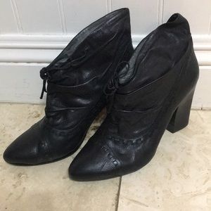 Black leather ankle boots